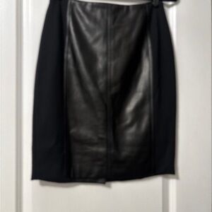 White House Black Market Black Paneled Faux Leather Pencil Skirt